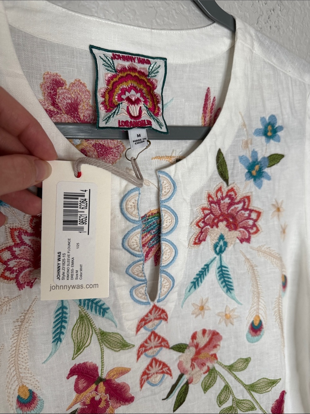 NWT Johnny Was Emika Kimono Sleeve Flounce Dress Medium Embroidered - Picture 4 of 9